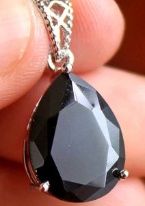 white gold filled pendant  black color